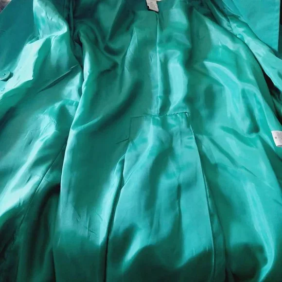 *NWT London Fog Short Double breasted Raincoat Jacket Green Size Medium - Picture 6 of 6